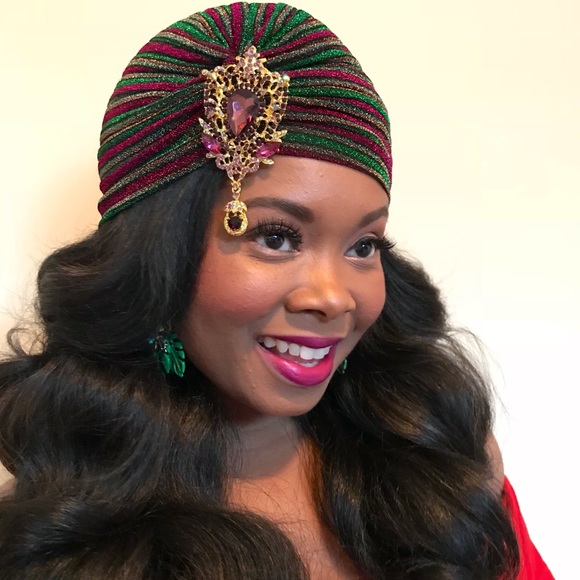 “Retro Lady” Turban & Brooch Combo - Picture 3 of 5